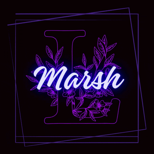 the letter l is surrounded by purple flowers and the word marsh