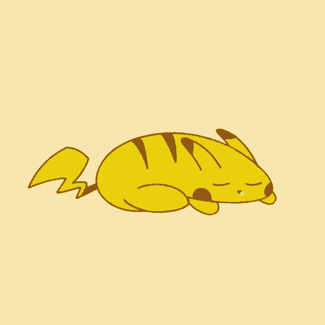 a cartoon drawing of a pikachu laying down