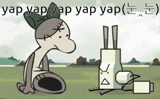 a cartoon of a girl with a bow on her head and a rabbit with a triangle face