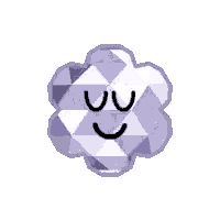 a purple diamond with a face and a smile on it .