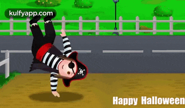 a cartoon of a person dressed as a pirate doing a handstand