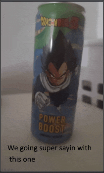 a can of dragon ball z power boost energy drink