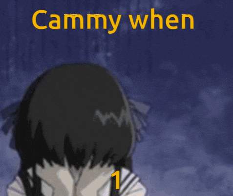 a girl covering her face with her hands with the words cammy when written above her