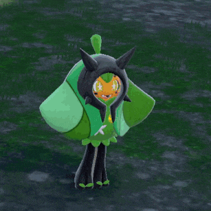 a cartoon character in a green and black outfit with a star on its face