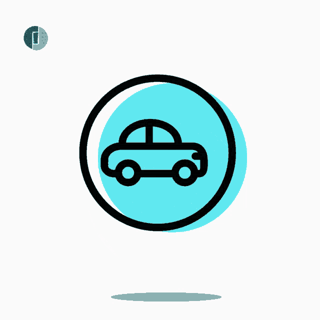 a blue circle with a car in it