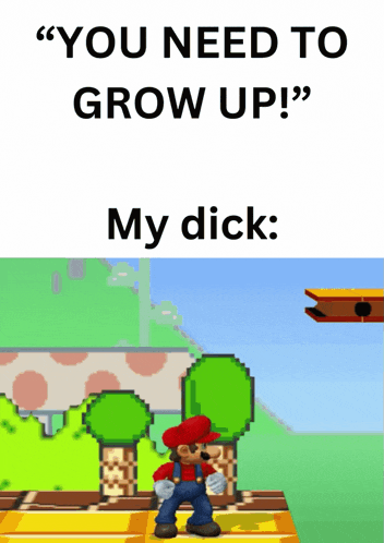 a picture of a video game with the words " you need to grow up "