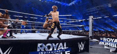 a wrestling match is taking place at the royal indianapolis wrestling ring