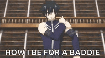 a shirtless anime character is standing in front of a staircase and holding a knife .