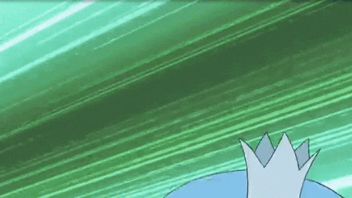 a cartoon character with a crown on his head is being struck by a green light .