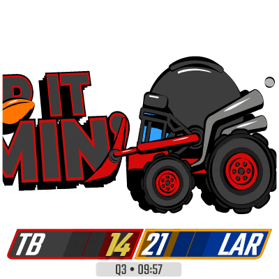 a cartoon drawing of a tractor pulling a helmet that says pit min