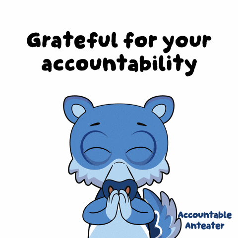 a cartoon drawing of a wolf with the words grateful for your accountability above it
