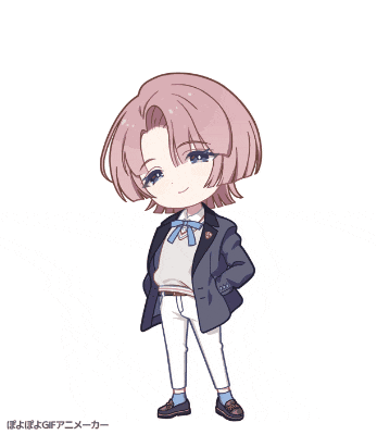 a drawing of a girl with pink hair and a bow tie