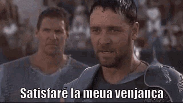 a man with a beard is standing in front of a crowd with a caption that says satisfare la meua venjana