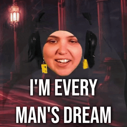a woman is wearing headphones and says i 'm every man 's dream