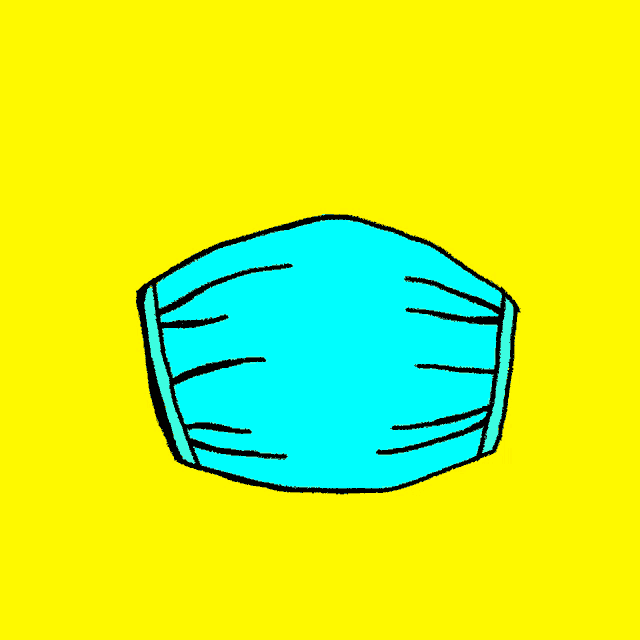 a drawing of a face mask on a yellow background