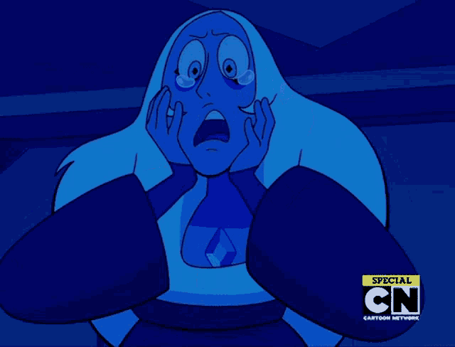 a cartoon of a woman crying with the words special cn cartoon network on the bottom