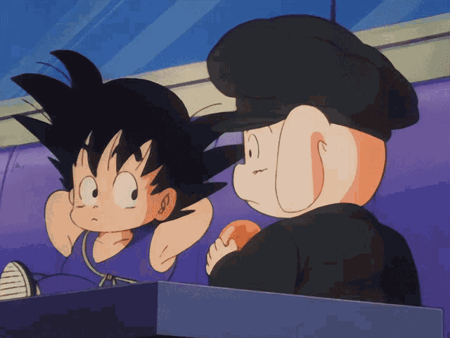 two cartoon characters are sitting next to each other on a couch