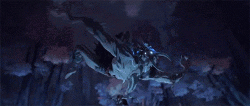 a person is holding a sword in a dark room with a lightning bolt .