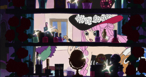 a cartoon of a woman looking at herself in the mirror