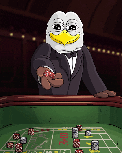 a cartoon eagle is playing a game of craps