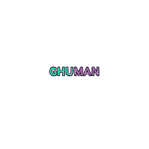 the word ghuman is written in a rainbow of colors on a white background .