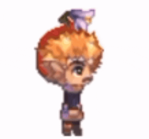 a cartoon character with a hat on his head is walking .