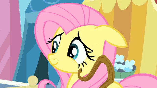 a cartoon of a pony with a pink mane