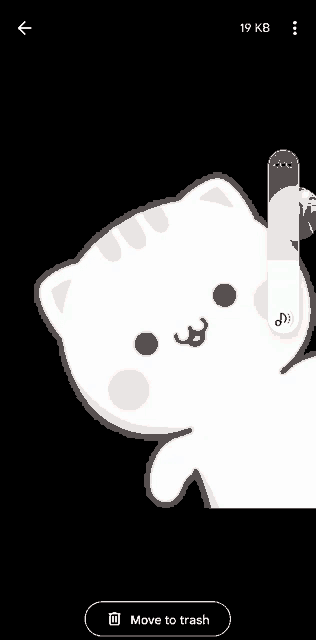 a picture of a white cat with a move to trash button below it