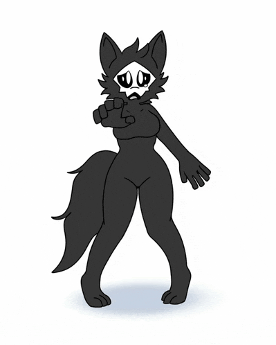 a black and white drawing of a furry animal with a skull on its face pointing at the viewer .