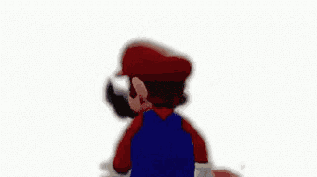 a close up of a cartoon character with a mustache and a hat giving a thumbs up .
