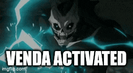 a skull is surrounded by lightning and the words venda activated