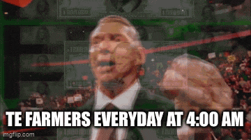 a man in a suit and tie is giving a speech with the words te farmers everyday at 4:00 am