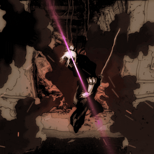 a drawing of a person with a purple light coming out of their head