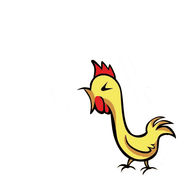 a cartoon of a chicken looking at its reflection in a mirror