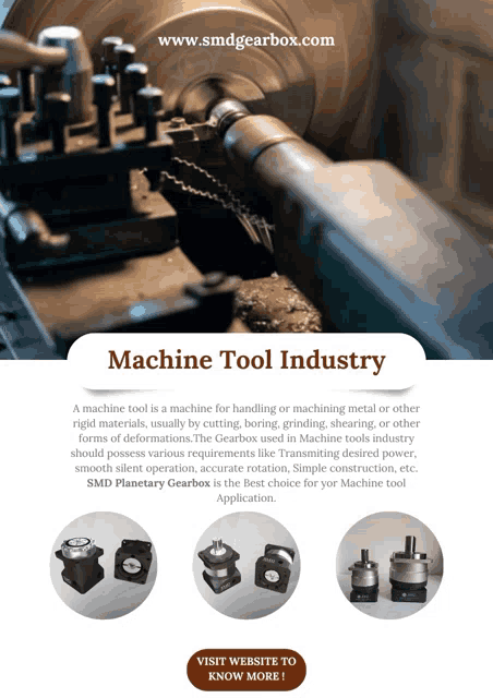 an advertisement for machine tool industry shows a lathe cutting metal