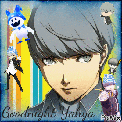 a picture of a man with the words " goodnight yahya " on it