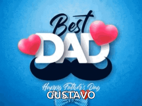 a father 's day greeting card with mustaches and hearts and the name gustavo