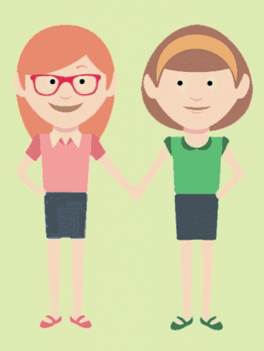 a cartoon of two men holding hands and smiling