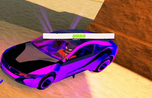 a purple car in a video game has a loading bar above it