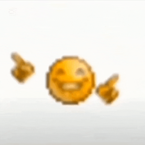 a pixel art smiley face with a beard is pointing at something .