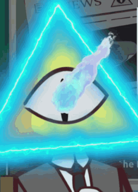 a cartoon drawing of a pyramid with a newspaper in the background