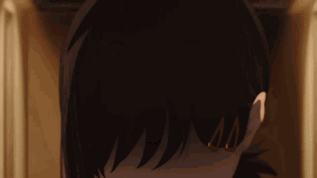 a close up of a cartoon character with her eyes closed