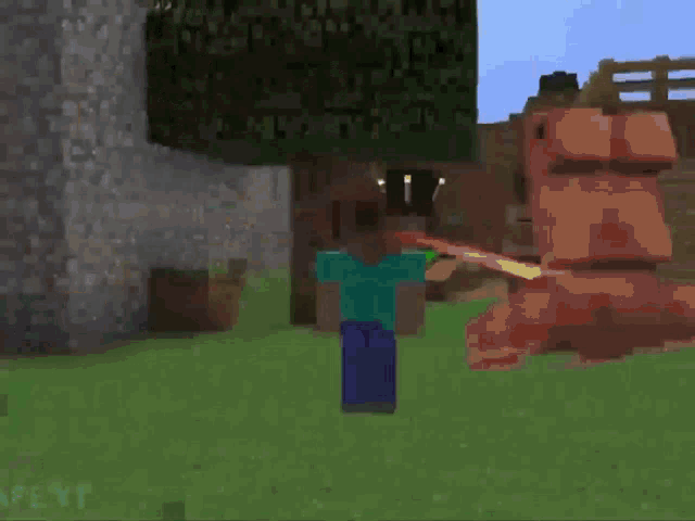 a minecraft character is standing in front of a wooden structure