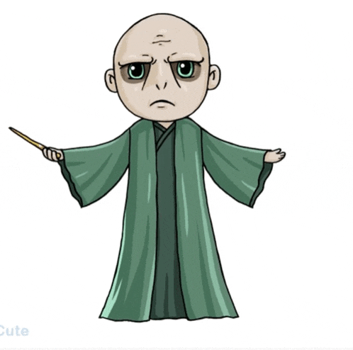 a drawing of a bald man holding a wand
