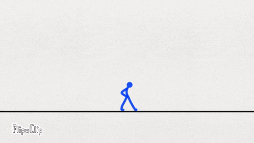 a blue stick figure is walking across a line with the words flipaclip below it