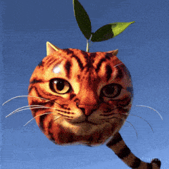 a cartoon cat with a plant growing out of its head