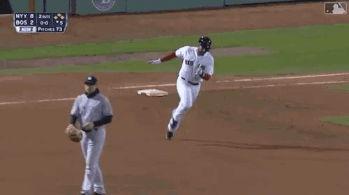 a baseball game is being played between the ny yankees and the red sox