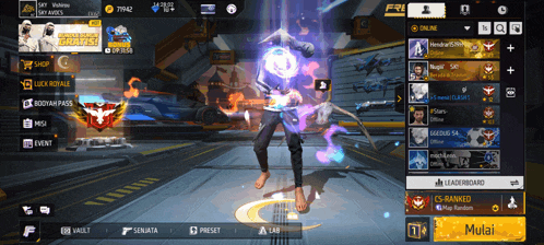 a screenshot of a video game shows a man standing in front of a screen that says leaderboard