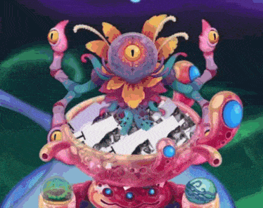 a painting of a creature with a flower in its mouth
