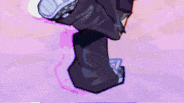a cartoon drawing of a person 's foot with a purple background